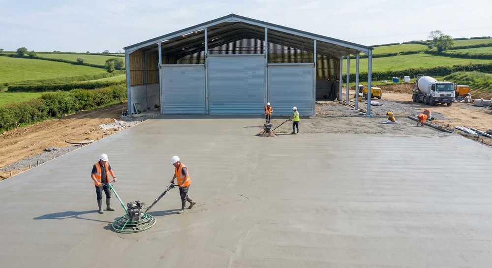 Surface de béton lisse de couleur grise claire avec texture uniforme et granulats fins apparents